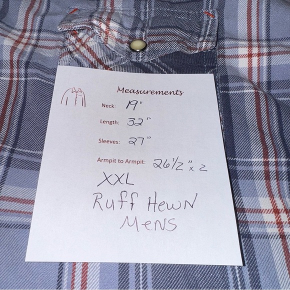 Ruff Hewn Men’s Flannel Shirt SZ XXL Blues Pearl Snaps Yoke 100% Cotton Western - Picture 7 of 7